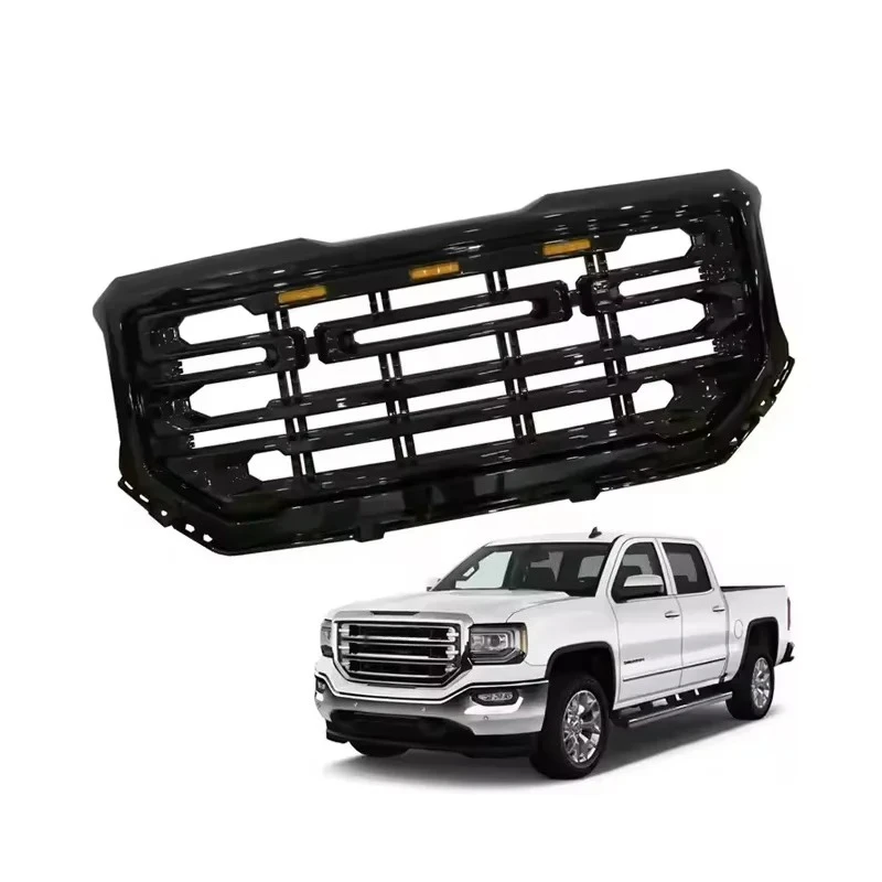 

Автоматические внешние черные верхние решетки, передняя решетка капота, бампера с янтарным светом для sierra 16-18