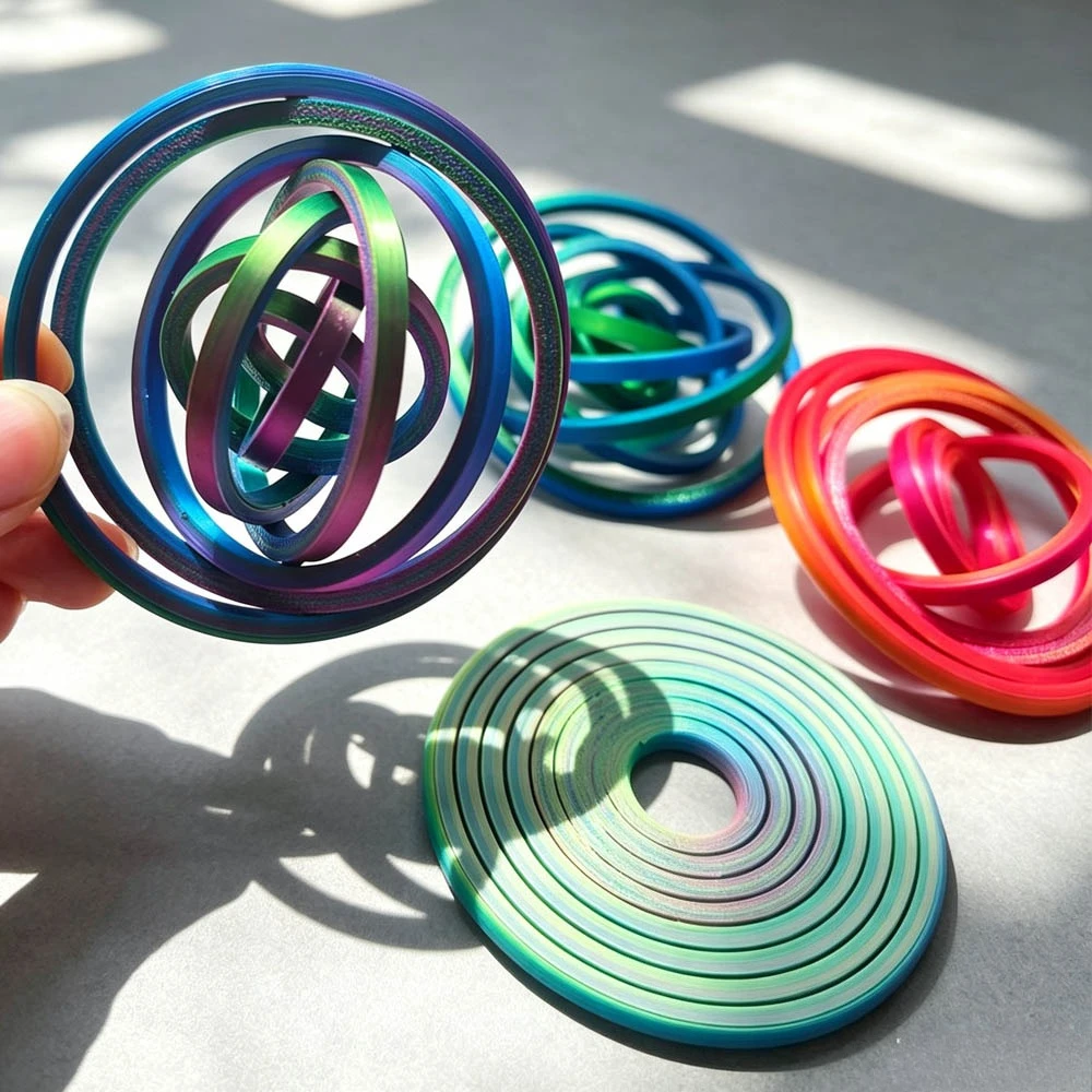 8 Rings Funny 3D Printed Rotating Ball Toy Round Universal Fingertip Gyroscope Gravity Rotation Anxiety Relief Decompression Toy