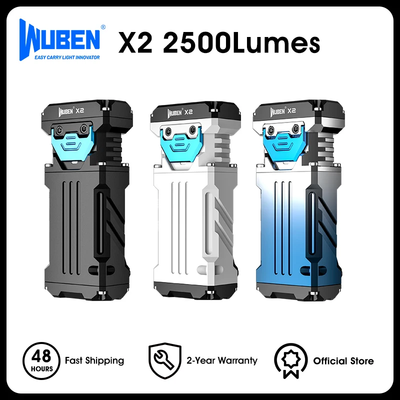 

2024 WUBEN Lightok X2 Rechargeable Flashlight 2500 Lumens Compact EDC IP68 Waterproof 6 Modes Outdoor Hiking Camping Light