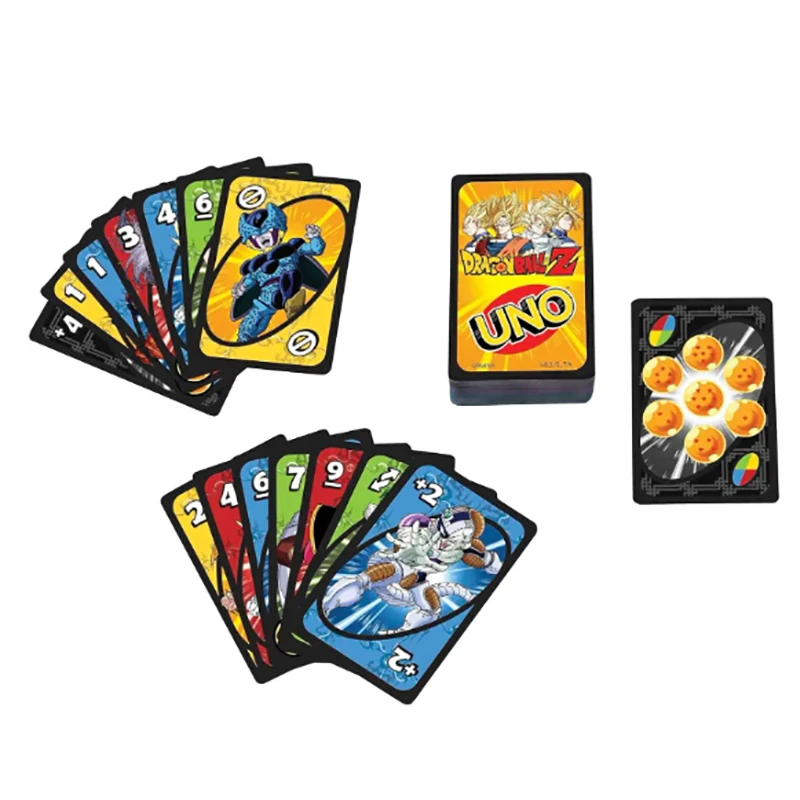 Mattel Games UNO Dragon Ball Z Card Game for Family Night Featuring Tv Show Themed Graphics and a Special Rule for 2-10 Players