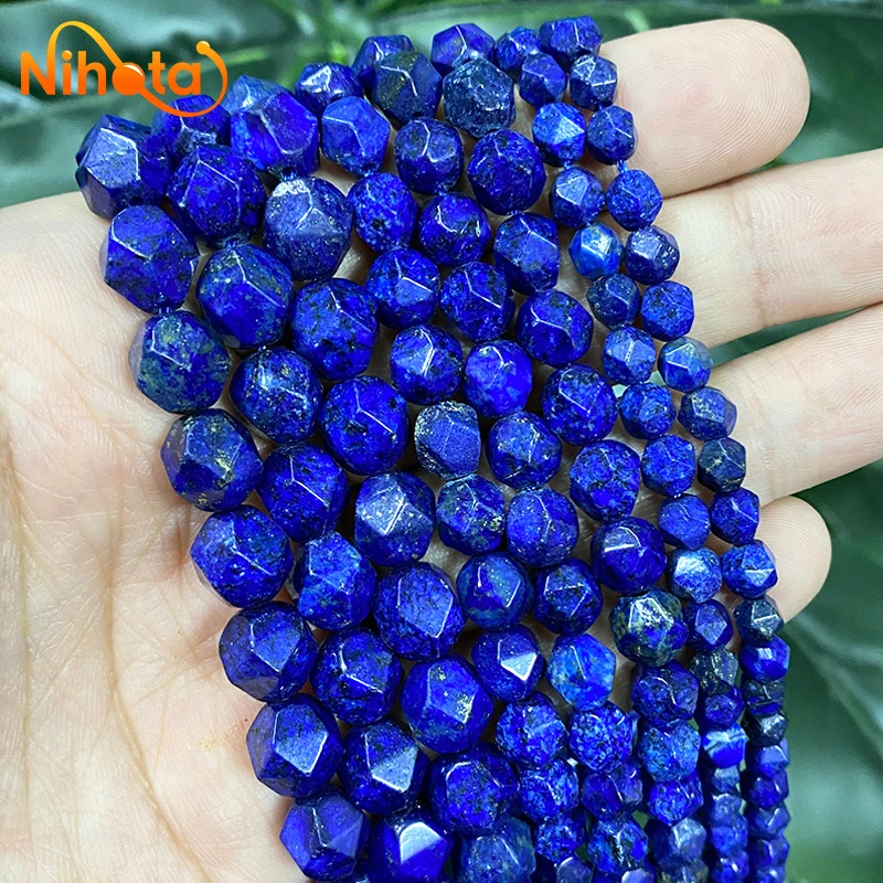 Natural Faceted Lapis Lazuli Blue Stone Loose Beads for Jewelry Making DIY Women's Charms Bracelets Earrings 6/8/10mm 14