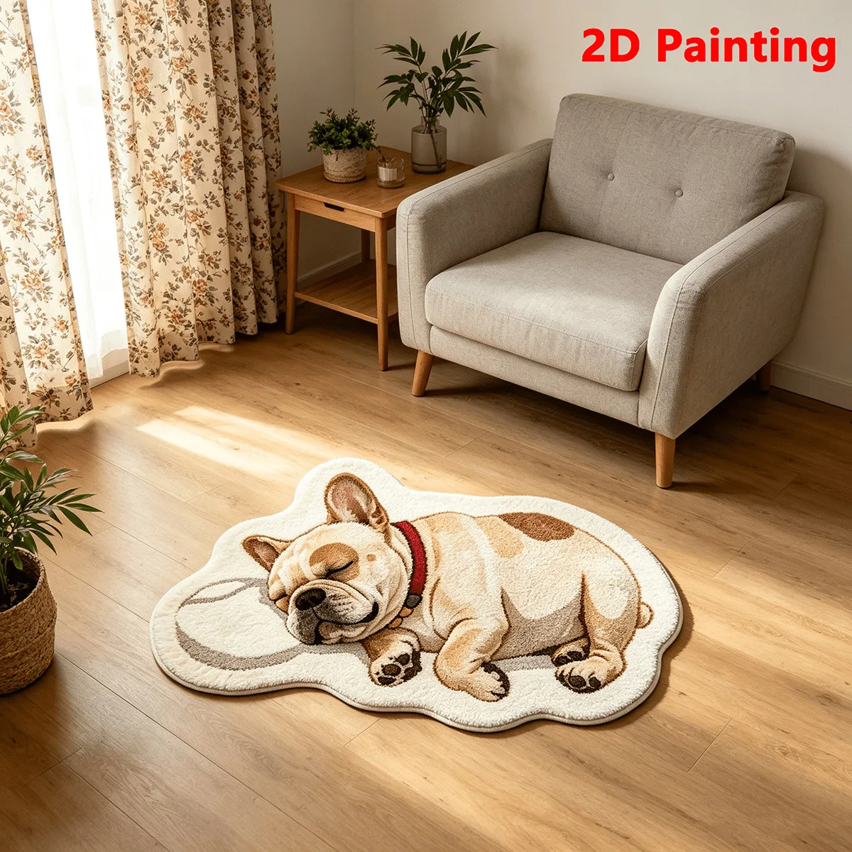 VIKAMA Yorkshire Terrier Puppy Living Room Rug, Soft Flannel Non Slip Absorbent Washable Floor Mat, Fluffy Quick Dry