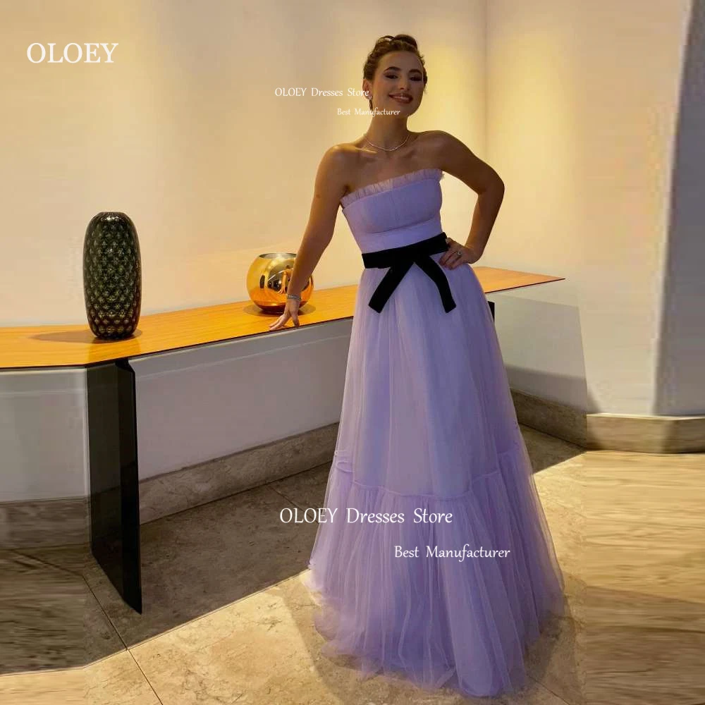 OLOEY Elegant Violet Prom Dresses Wedding photoshoot Korea Strapless Floor Length Corset Back Evening Gowns Garden