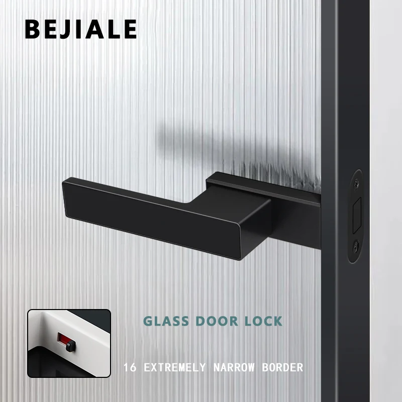 Glass Door Bathroom Door Lock 16 Extremely Narrow Frame Kitchen Magnetic Door Lock Zinc Alloy Handle With Key Glass Door Lock