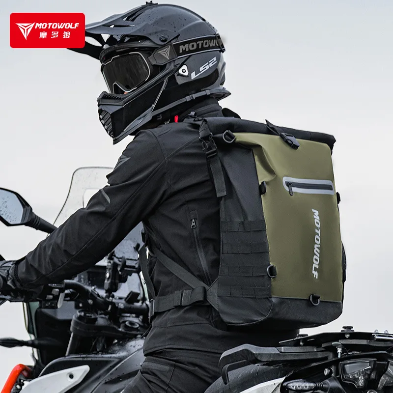NEW Motowolf Waterproof Motorcycle Backpack Long Distance Travel Dry Bag Portable Moto Helmet Bag Water Reservoir Hydration Pack