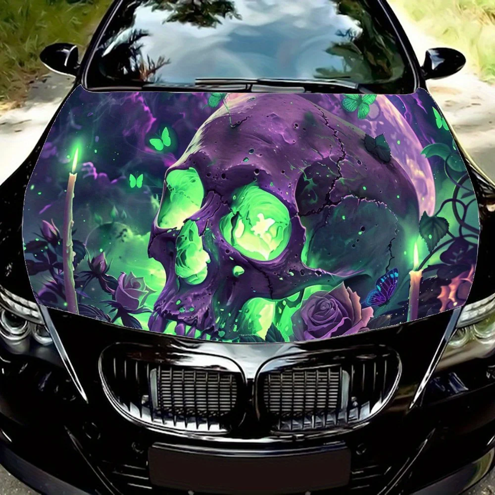 

Dusk Butterflies Skull Soul Car Hood Decal,Self-Adhesive hood Sticker Decor Scratch Resistant Sticker Protect,Auto Accessories
