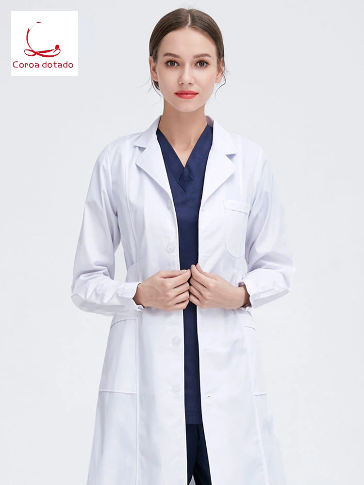 

White coat long sleeve doctor wear female male doctor nurse wear winter short sleeve slim slim experimental drugstore work cloth