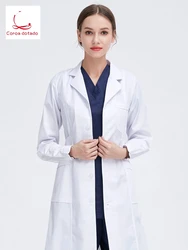 Abrigo blanco de manga larga para hombre y mujer, ropa de médico, enfermera, manga corta, Delgado, experimental, trabajo de droguería, Invierno