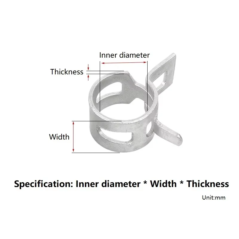 M6/7/8/9/10/11/12-20mm Carbon Steel Dacromet Hose Clamps Fuel Hose Line Water Pipe Clamp Hoops Air Tube Fastener Spring Clips