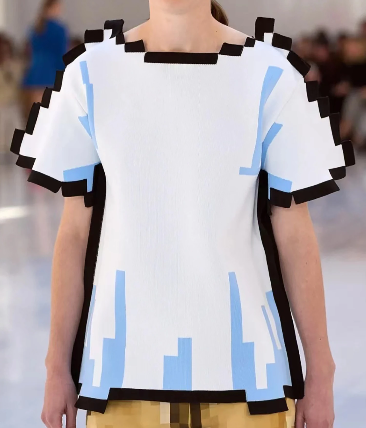 Imagem -02 - Top de Manga Curta em Mosaico Estilo Pixel Feminino Novo Design Rua Alternativa Roupas Estéticas 2023