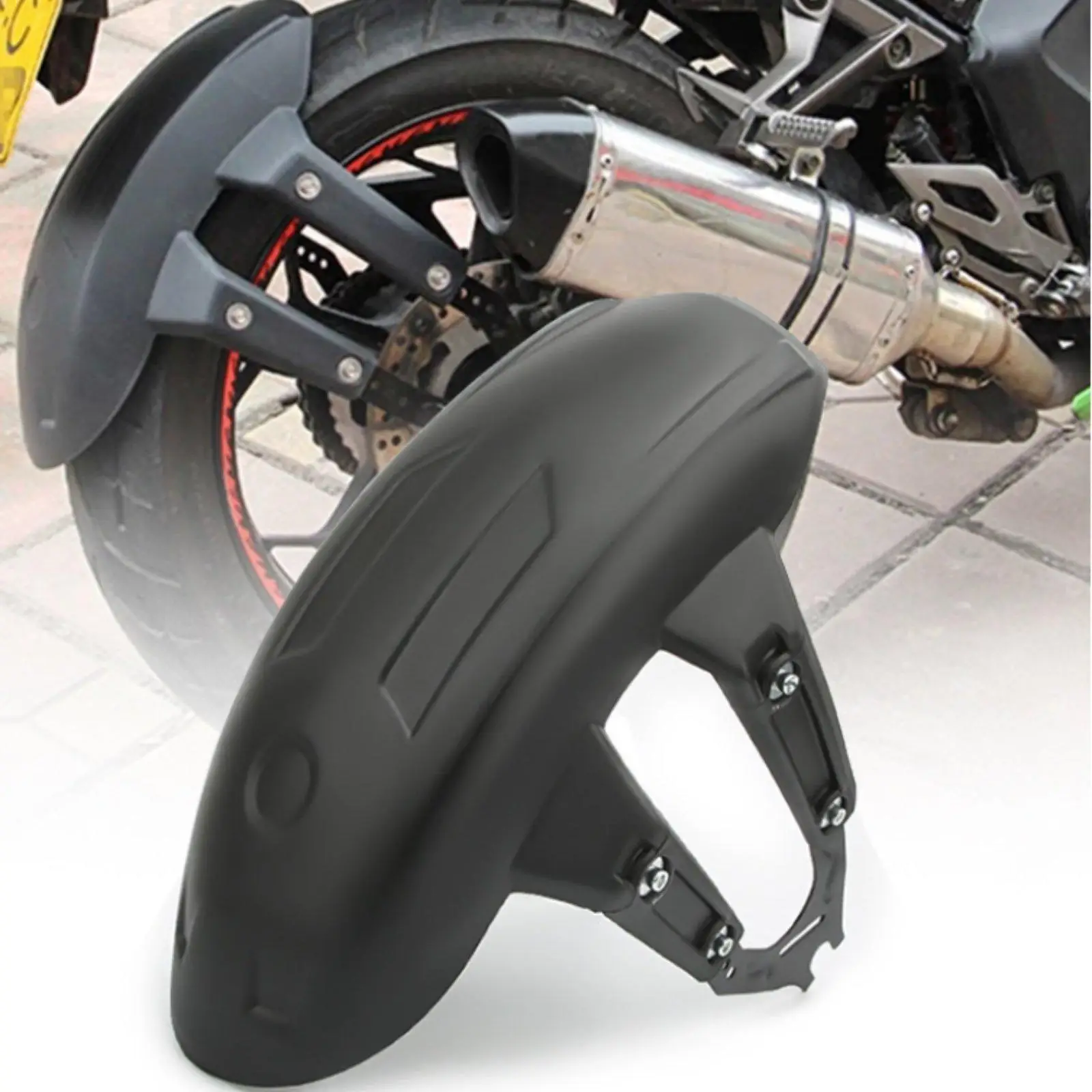 Frosted Motorcycle Mudguard Rear Splash Protection Polypropylene Metal Bracket for Universal Motorcycles
