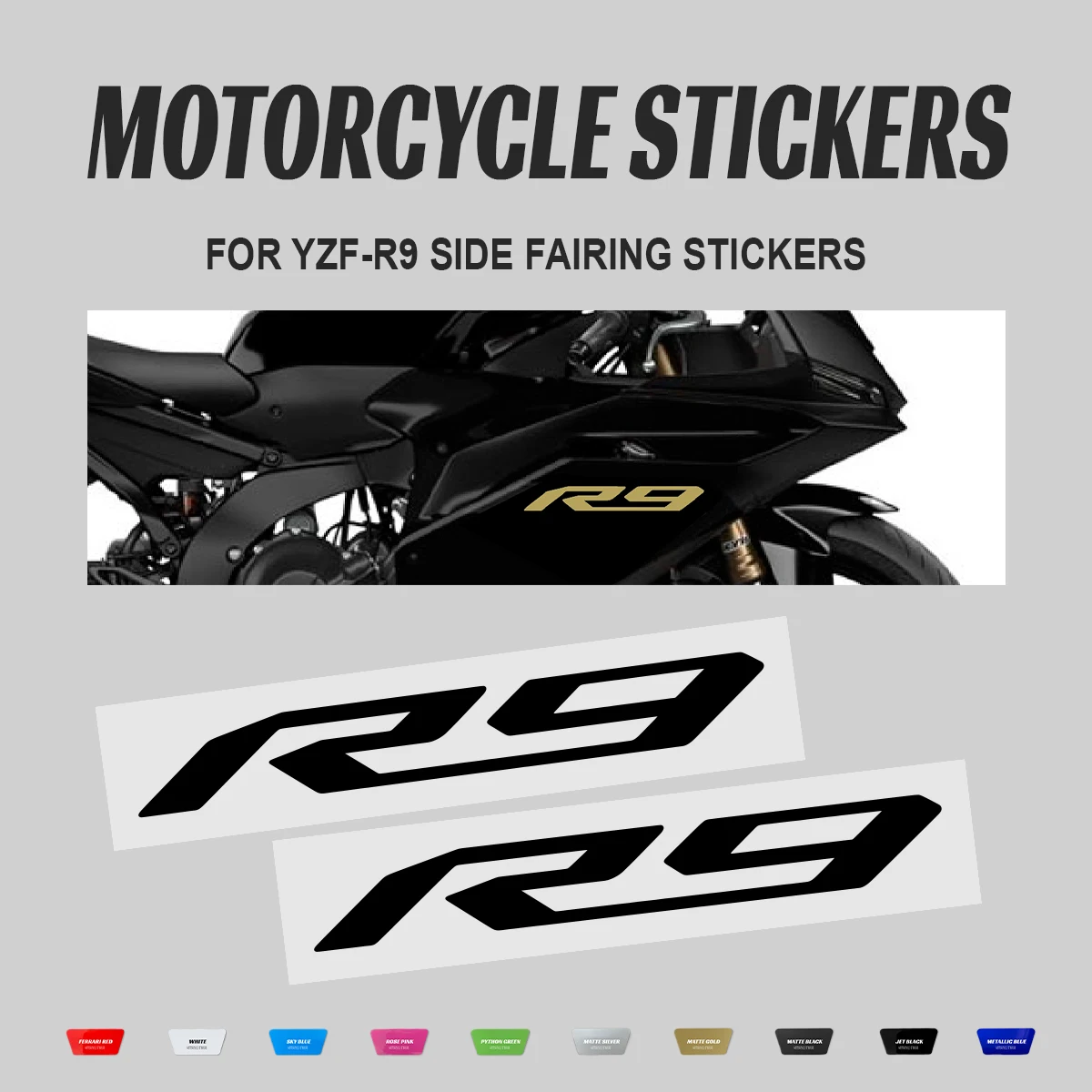 For YZF-R9 YZFR9 2025 2026  Motorcycle Side Fairing Stickers Decals Waterproof PVC Body Panel Decorative Accessories 2PCS