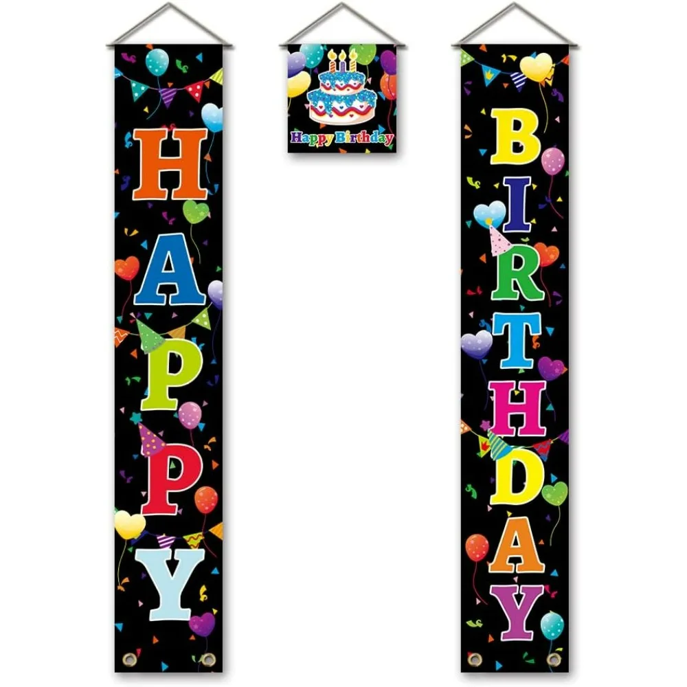 Happy Birthday Porch Banners Colorful Happy Birthday Porch Sign Banner Happy Birthday Door Banner Yard Sign Celebration