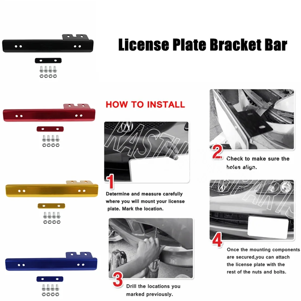 Aluminum License Plate Relocator Car Front License Plate Mounting Relocate Bracket Holder For Honda Civic