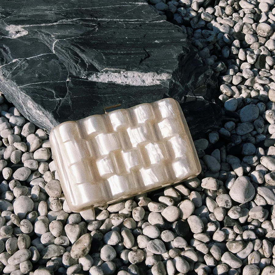 Marble Pattern Acrylic Box Bag, New High-End Light Luxury Simple Chain Portable Messenger Bag