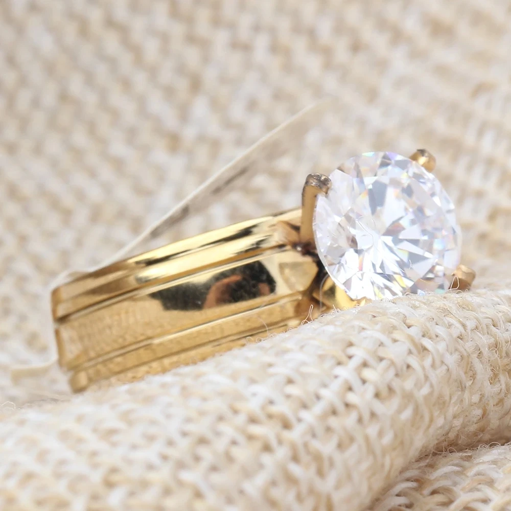 VQYSKO Jewelry wholesale fashion womens jewelry accessories lot womens rings fashion Gold Color Stainless Steel