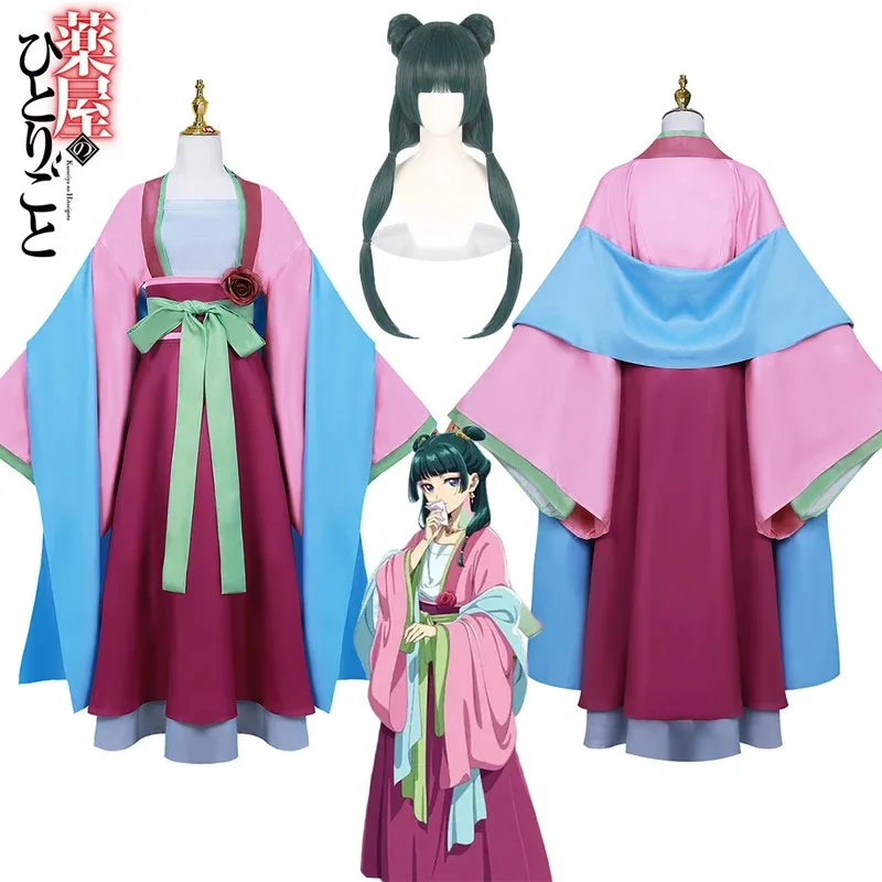 Anime The Apothecary Diaries Maomao Cosplay Traje Vestido Saia Uniforme Mao Peruca Trajes de Carnaval de Halloween para Mulheres Adultx;8'm