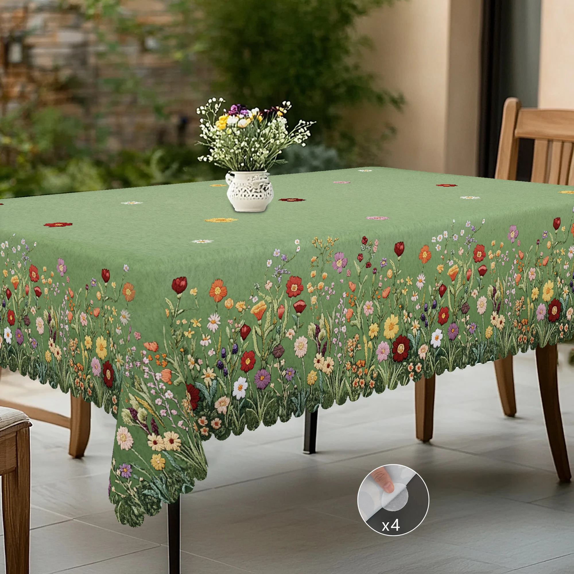 1 Piece of Flower Theme Printed Tablecloth, Retro Country Farmhouse Style, Colorfulful Flower Pattern Design, Suitable for Wedding Season, Mother's Day, Anniversary, Birthday Party, Spring and Summer Camping Style Decoration, Kitchen Accessories, Restaurant Terrace, Indoor and Outdoor Tablecloth, Perfect Gift for Friends, Multiple Sizes Available