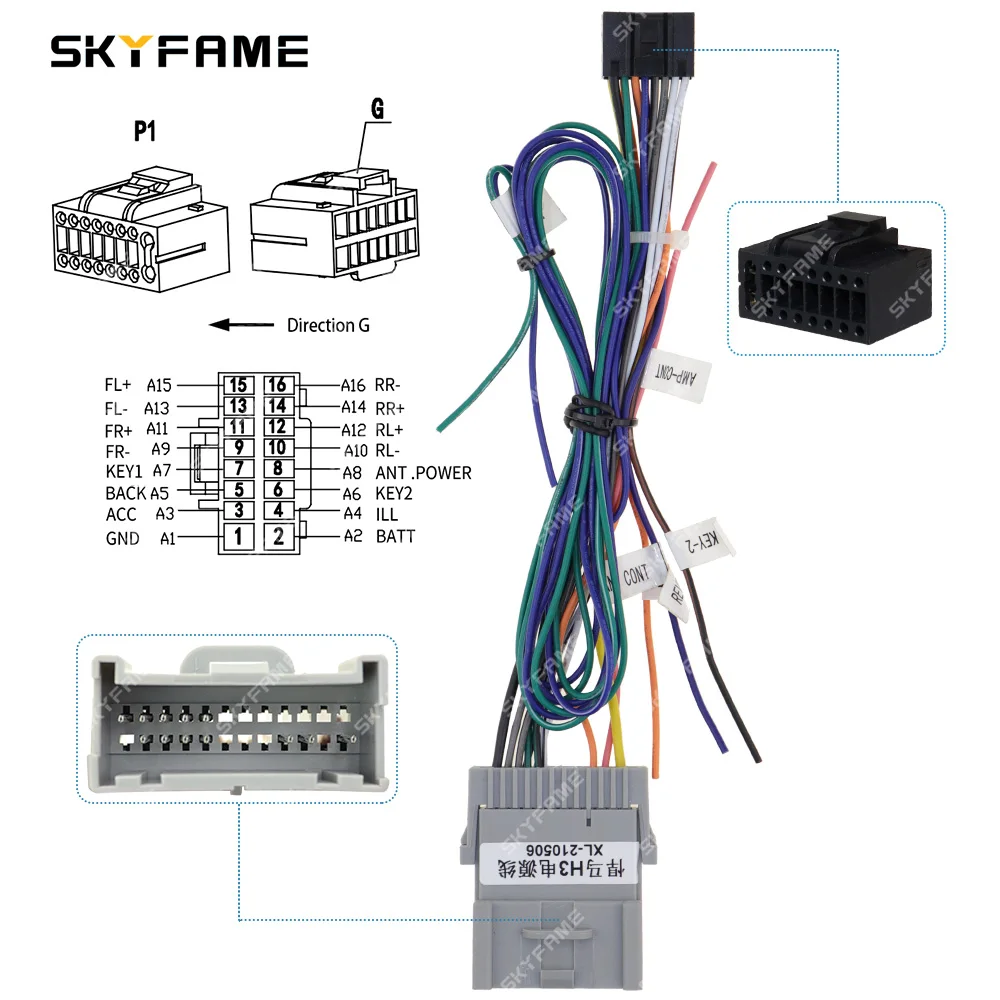 SKYFAME-Adaptador de arnés de cables estéreo para coche, Cable de alimentación de Radio Android, 16 Pines, para Hummer H2 H3 Chevrolet Tahoe Uplander