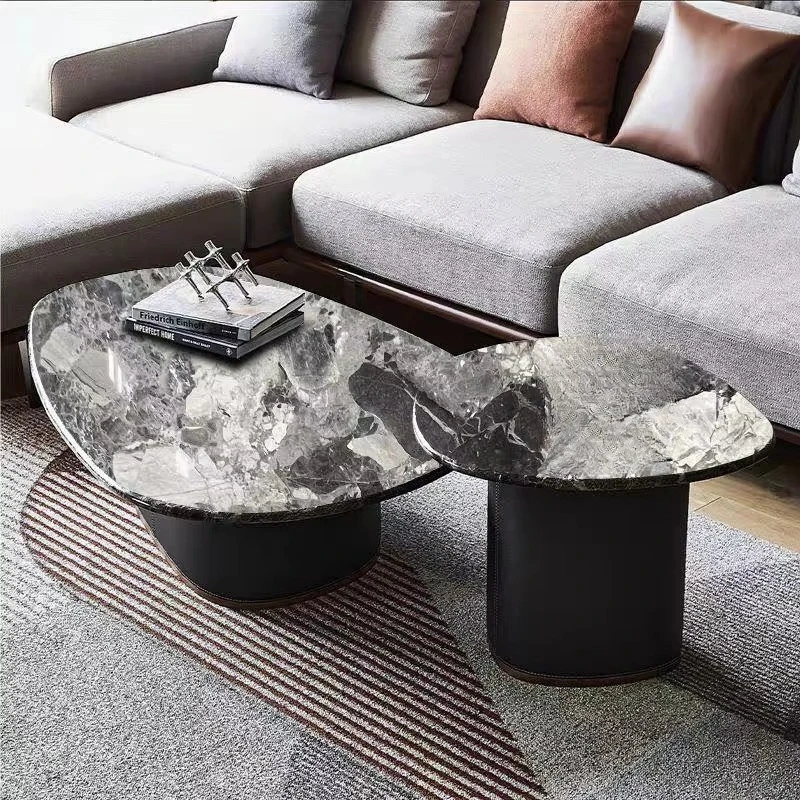 Modern Furniture Marble Countertops Steel Legs Oval Side Table Coffee Table