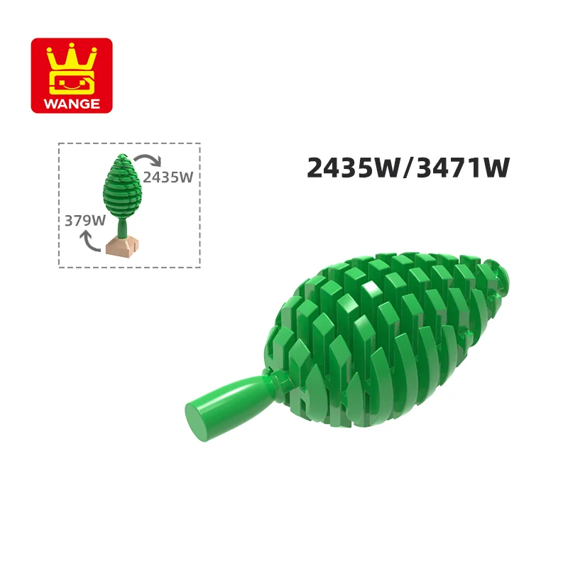 Wange 2435W 3471W 100g/30PCS Kleiner Baum Baustein Moc Farbe Pflanzenzubehör Kompatibel mit Ziegel Kinderspielzeug Geschenkbox