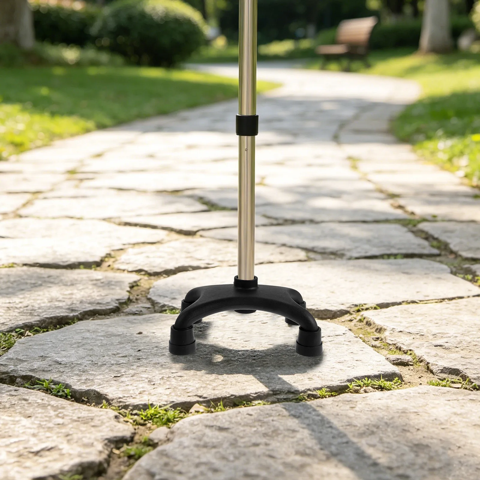 Quad Tip for Walking Cane Four Prong Base Non Slip Foot Replacement Senior Mobility Aid Home Use Heavy Duty Walking Stick Pad
