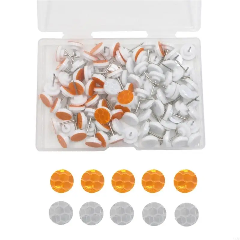 100 Pcs Reflective Tacks Trail Marking Tacks Hiking Markers Trail Marking Reflectors Glow Tacks Thumb Tacks for Hunting