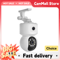 JIENUO Double Lens PTZ Wifi Camera IP Auto Track Security Full Color Dual Screen Infrared Nightvision HD Wireless Home Cam ICSee