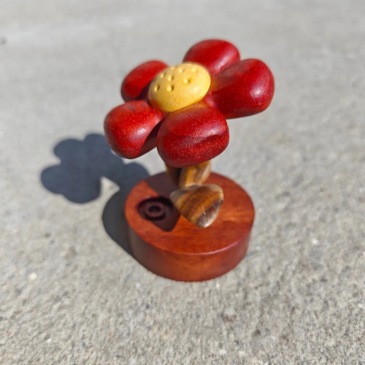 Padauk Wood Rich Flower Cute Figurine Creative Car Interior Decor Interesting Office Desktop Ornament Craft Souvenir Gift