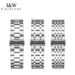 14MM 16MM 20MM 316L Stainless Steel Links Watch Bands Strap Wristwatch Clasp Bracelet Replacement Band For CARNIVAL I&W Watches