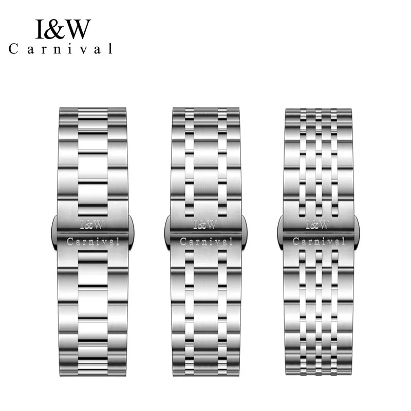 14MM 16MM 20MM 316L Stainless Steel Links Watch Bands Strap Wristwatch Clasp Bracelet Replacement Band For CARNIVAL I&W Watches