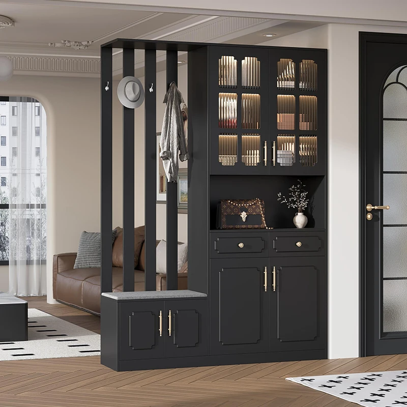 

American retro stock screen partition living room 2025 new sofa side entrance shoe cabinet integrated cabinet with shoe