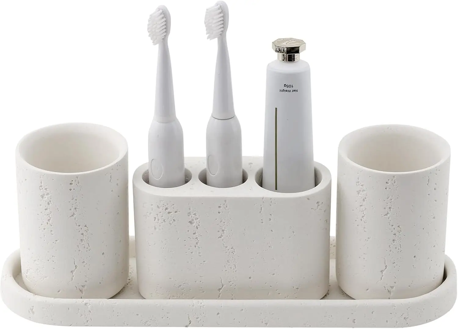 

Bathroom Accessories Set, 4 pcs Toothbrush Holders Set Included 3 Slots Electric Toothbrush and Toothpaste Holder Stand, 2 Tumbl