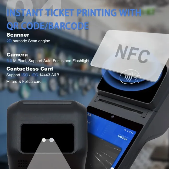 handheld smart POS machine Android cash register end point device scan code fingerprint identification security
