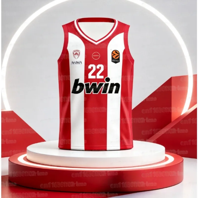 Summer New Greek Olympiacos Athens Basketball Jersey Vest 3D Printed Quick Drying Breathable Fan Basketball Jersey Family Top