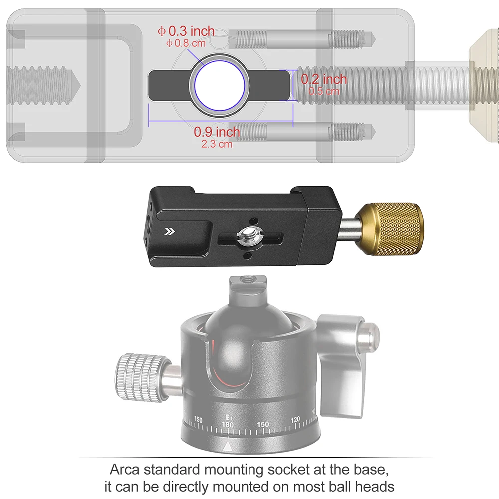 Universal Aluminum Arca Swiss Clamp with Cold Shoe Mount Adapter 1/4\