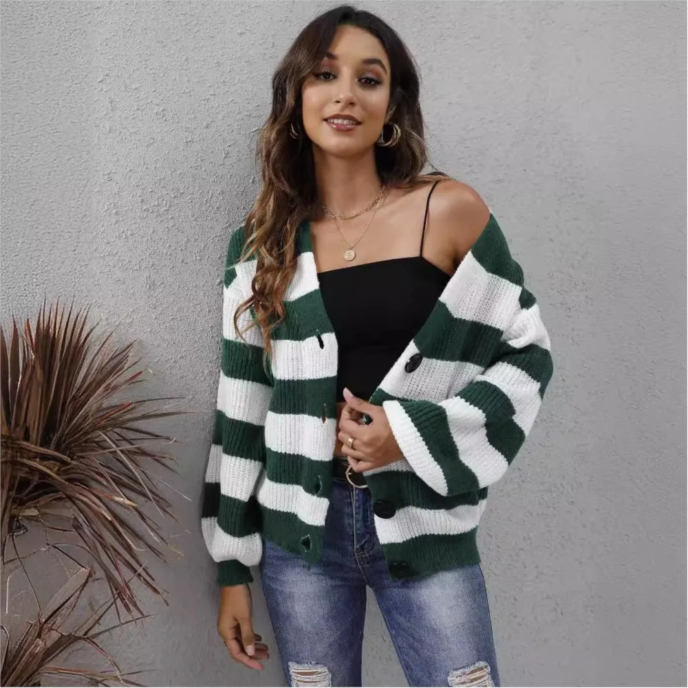

NEW Women's Striped & Solid Color Splice Cardigan Long Sleeve Knitted Jacket Open Front Oversized Coatigan Chic Layering Piece