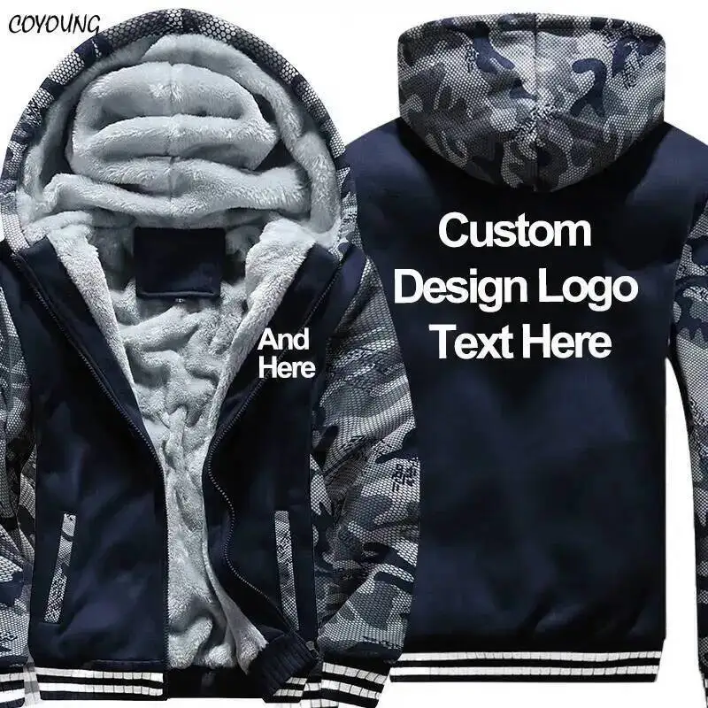 

COYOUNG Brand US Size Plus 5XL Casual Men Camouflage Print Diy Custom Design Sweatshirt Winter Fleece Thicken Hoodies