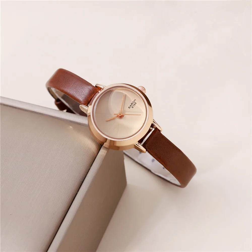 fashion small dial slim leather women lady quartz casual watch