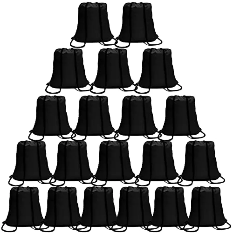 

100 Pack Drawstring Backpack Black Bulk Drawstring Bags Nylon String Backpack Gym Cinch Sack Backpack Sport Bag Draw String Par