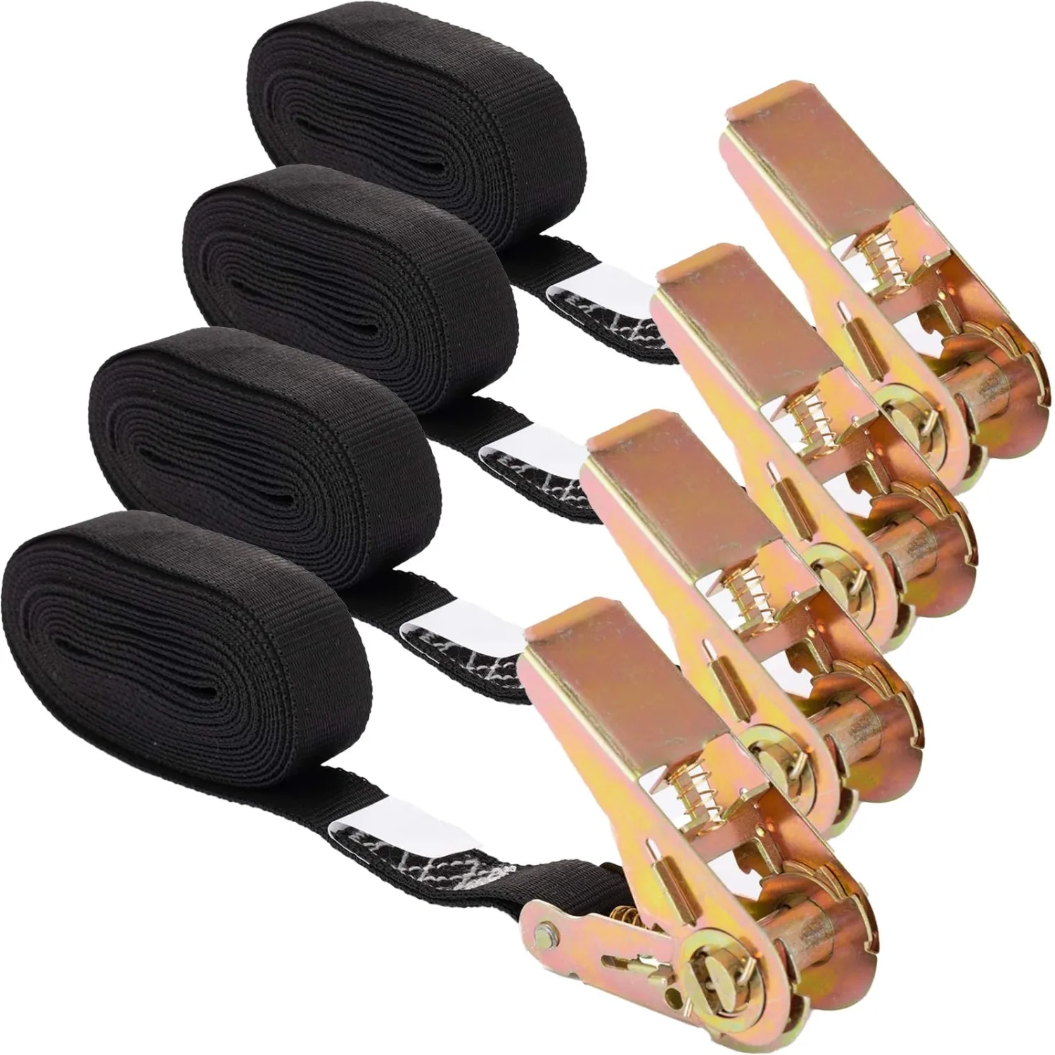 4Pcs Small Ratchet Strap 1/2/4/6/8m Endless Ratchet Tie Down Straps NO Hook Nylon Black Tie Down Straps for Motorcycles Kayak
