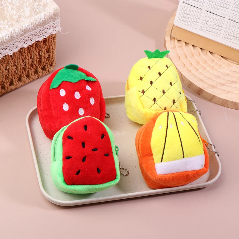 Creative Cartoon Fruit Soft Plush Three-dimensional Zipper Coin Wallet Storage Bag School Bag Hanging Children's Holiday Gifts