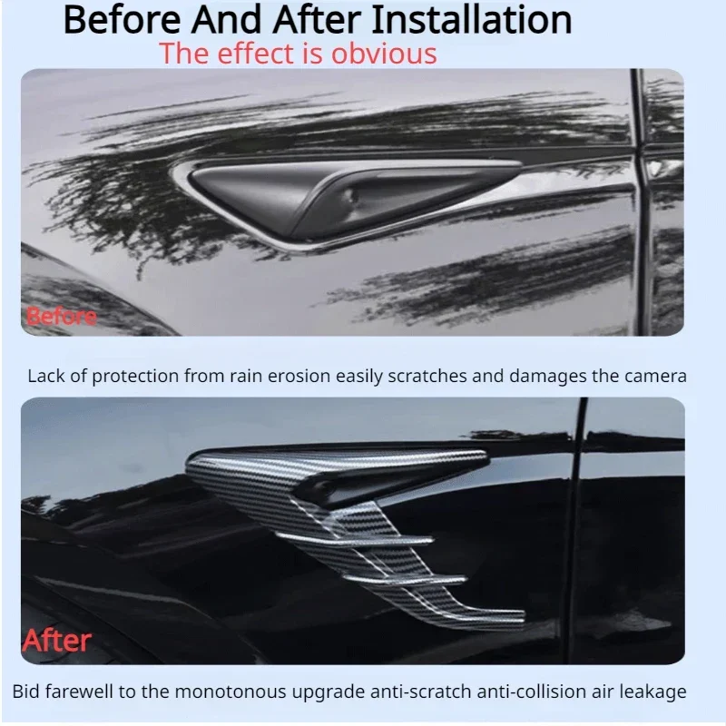 Side Camera Cover for Tesla Model Y/3+ Highland 2024 Leaf Board Camera Protective Cover Thunder Side Sign Decoration Accessories