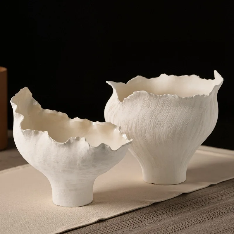 Wabi Sabi wind ceramic flower ware creative irregular flower pot retro flower arrangement model room living room decoration