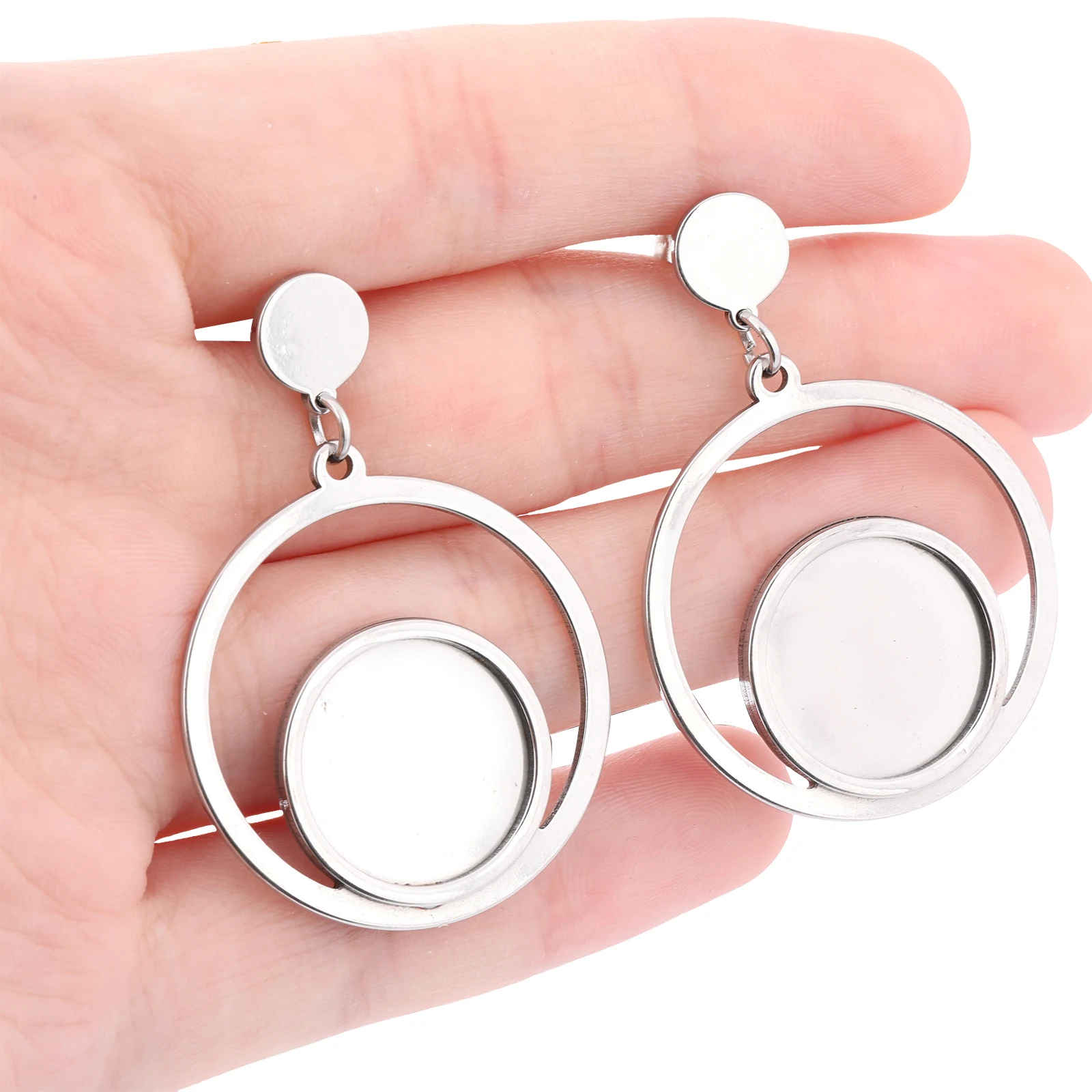 6 Stück Edelstahl-Ohrringbasisen für 16mm Cabochon-Ohrringe, Fassungen für DIY-Schmuckherstellung