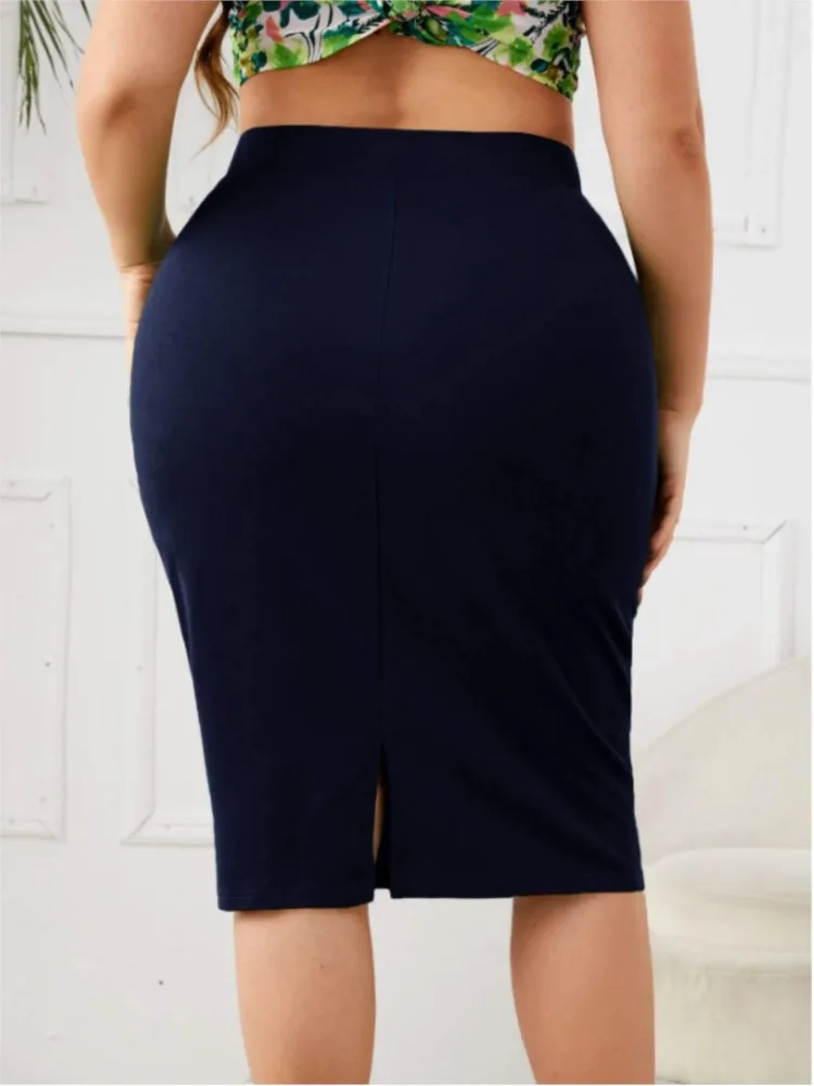 Plus Size wiosna lato Mini spódnice Bodycon damska dzielona moda Sexy Slim spódnice dla pań wysoka talia kobieta spódnice biurowe