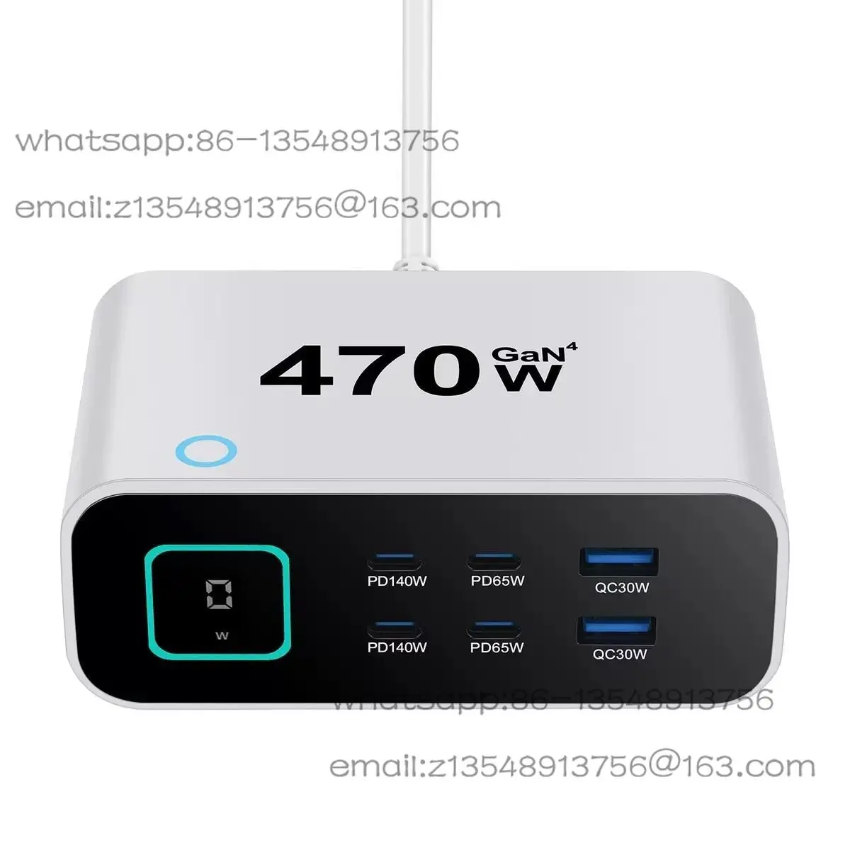 New TFT display desktop charging multi-function charger PD3.1 fast charging 140W multi-port fast charging 470W