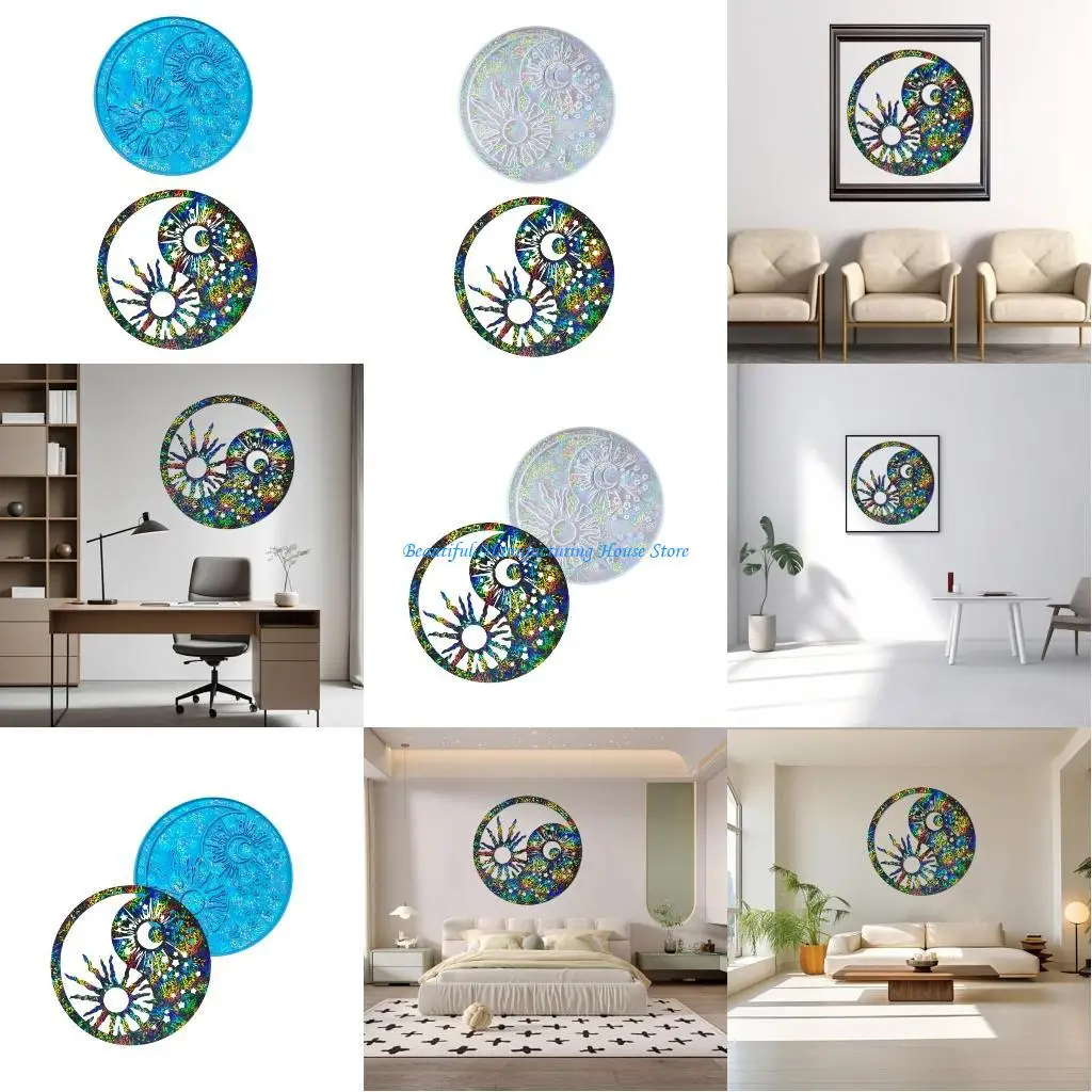 

E56A DIY Large Sun Resin Molds Epoxy Resin Sun Pattern Hanging Decoration Molds for Custom Wall Hanging Art Pieces