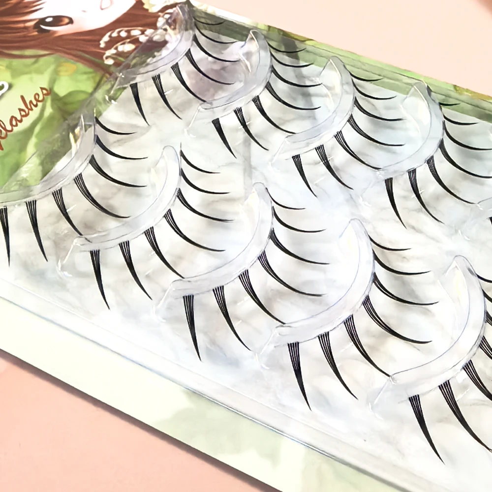 5 أزواج من الرموش الجنية على الطراز الياباني الطبيعية اللطيفة المظهر COSPLAY COS Wispy لينة لاش تمديد العين الهزلية واضحة الفرقة