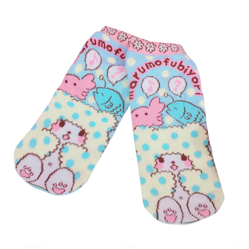 Marumofubiyori-Chaussettes Kawaii pour femmes et jeunes filles, motif ours animé